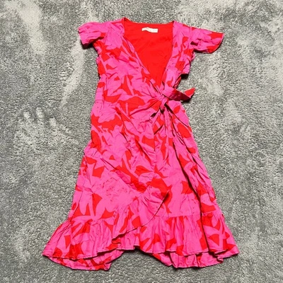 Vineyard Vines Dress Kids Youth 14 Floral Wrap Tropical Pink - Image 1 of 4