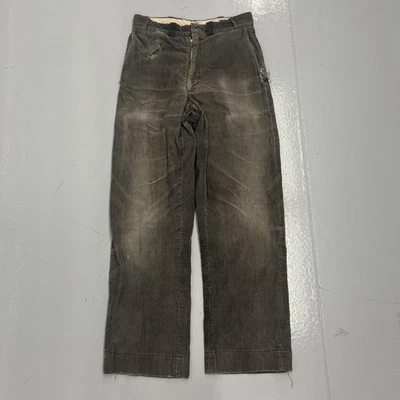 Vintage 50s 60s Black/Grey Wide Leg Corduroy Pants 28x29 1950s True Vintage - Image 1 of 4