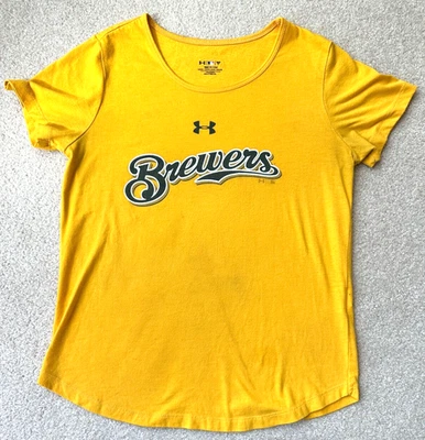 Milwaukee Brewers MLB Under Armour Baseball Shirt Womens Small - Image 1 of 4