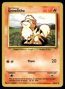 Growlithe 028/102 Pokemon Base Set Unlimited WOTC MP - Bild 1 von 2