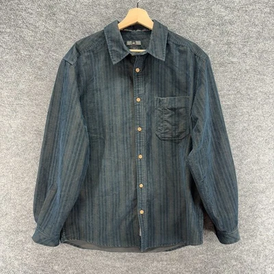 Rei Shirt Men M Medium Gray Striped Button Up Collared Long Sleeve Cotton - Image 1 of 4