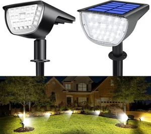 32 LED Solar Spot Lights Outdoor, In-Ground Flood 2 Pack(Cool White) - Picture 1 of 6