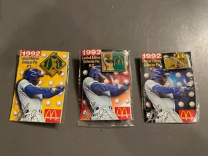 1992 KEN GRIFFEY JR. MCDONALDS SEALED PIN CARD COMPLETE SET WITH PINS #1 #2 #3 - Bild 1 von 2