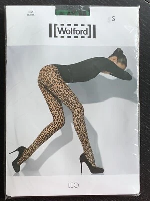 Medias Wolford Leo Pantimedias Apretadas Leopardo Animal Encaje Verde Helecho Negro Pequeño Foto 1 de 4