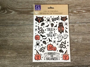NIP CUTE HALLOWEEN RUB ON TRANSFERS PUMPKINS BATS SPIDERS SKELETONS - Picture 1 of 8