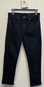 Pantalones de mezclilla de tiro alto Rag & Bone Nina talla 28 en negro carbón tobillo recto dobladillo crudo - Imagen 1 de 11