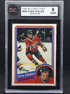 1984-85 O-pee-chee NHL Hockey Card #259 Chris Chelios Rookie Card KSA 8 NMM
