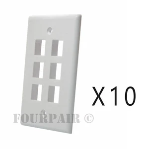 10 Pack Lot - Keystone 6 Hole Port Jack Wall Face Plate Network CAT5e CAT6 White - Picture 1 of 2