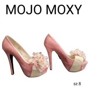 Pink Leather Platform High Heels Floral Detail Sexy Pumps Shoes Mojo Moxy Brand - Bild 1 von 14