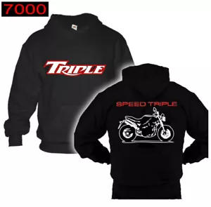 Felpa cappuccio SPEED TRIPLE nero black hoodie sweatshirt 7000 - Imagen 1 de 1
