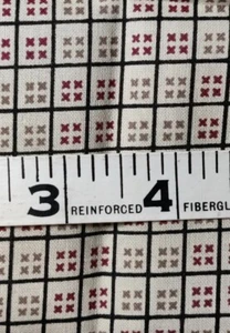 Miniature Dollhouse 1:12 Scale Checked Fabric Cotton Tan Burgundy 11" x 8" - Picture 1 of 4