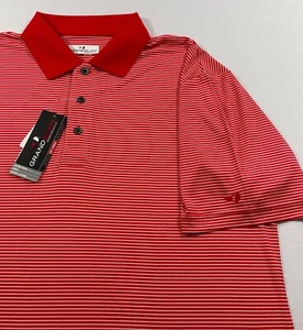 GRAND SLAM OFF COURSE REGULAR-FIT STRIPED PERFORMANCE GOLF POLO SIZE L - Picture 1 of 3