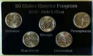 1999 COMMEMORATIVE QUARTERS GOLD EDITION 24k LAYERED - Picture 1 of 5