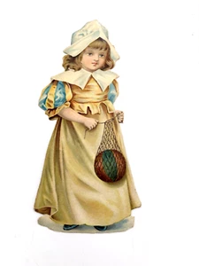Beautiful Die Cut of Dutch Girl Holding A Ball In A Net * - Picture 1 of 3