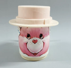 Tazza tazza plastica Deka vintage 1985 rosa cura orsi cheer bear con coperchio cappello - Foto 1 di 8