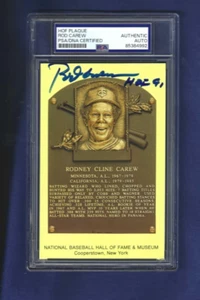 Rod Carew Twins Angels Baseball Autographed HOF Plaque Postcard PSA SLABBED - Picture 1 of 1