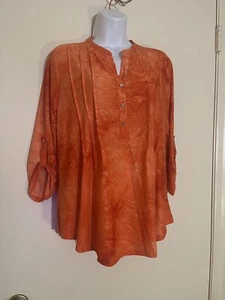 Damen AVA & GRACE orange Textur 3/4 aufrollbarer Ärmel teilweise geknöpft Größe M - Bild 1 von 5