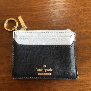 Kate Spade Card Holder Key Chain Navy & Light Blue - Picture 1 of 7