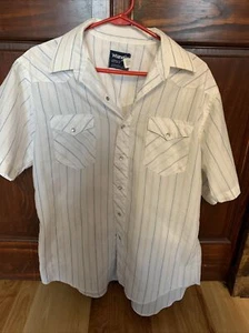 Wrangler Western Shirt Vintage Striped Pearl Snap Western Cowboy Mens USA - Picture 1 of 6