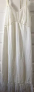 Vtg Rogers Pleated Shirred Chiffon Hem Full Slip 36R Nylon Lingerie Ivory Cream - Picture 1 of 11