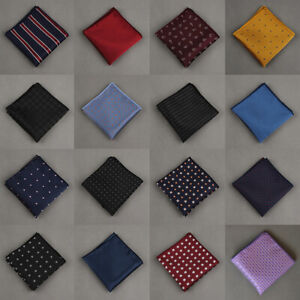New Premium Men Handkerchief Polyester Silk Pocket Square Polka Dot Checked