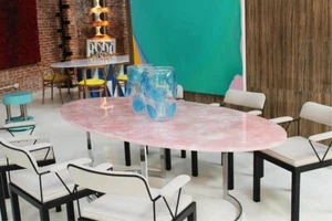 48"x24" Oval Unique Rose Quartz Dining Table Modern Pink Quartz Interior Decors - Picture 1 of 9