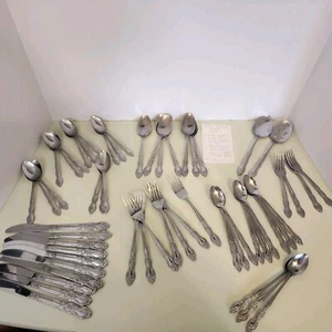 Imperial 18 CR Stainless Japan Flatware 57 pieces Floral Tip Scrolls IMI-4 - Picture 1 of 12