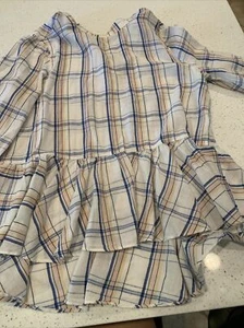 Anthropologie Women’s Maeve Sava Swing Top Long Sleeve Plaid Ruffle Size 4 - Picture 1 of 5