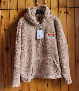 Ellesse Seppy Half Zip Oversized Fleece Hooded Jacket UK 14 Colour Light Brown - Picture 1 of 13