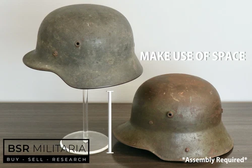 German WW2 Helmet Display Stand - Acrylic Combat Museum Headgear Presentation