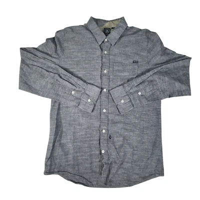 Volcom Button Up Shirt Men Large Long Sleeve Classic Fit Gray Lightweight Summer - Image 1 of 4