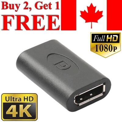 DisplayPort to Display Port Adapter Converter 4K DP Female Coupler Extender - Image 1 of 3