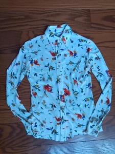VTG Saks 5th Avenue Long Sleeve Button Up Blouse Roosters Italy ILGWU Union Tag - Picture 1 of 15
