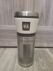 2010 Starbucks VIA Ready Brew 16oz Ceramic/Stainless Steel Travel Mug Exc Cond
