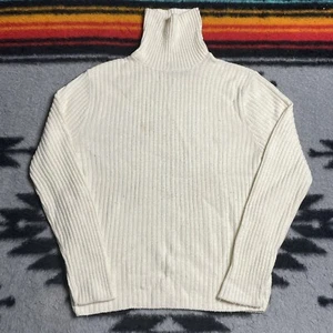 Sz S/M- Vintage 80’s Sears Kings Road turtleneck knit sweater men’s white USA!! - Picture 1 of 11