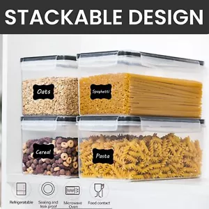 4 Pasta Airtight Plastic Storage Jars With Lids Spaghetti Rice Food Container - Picture 1 of 8