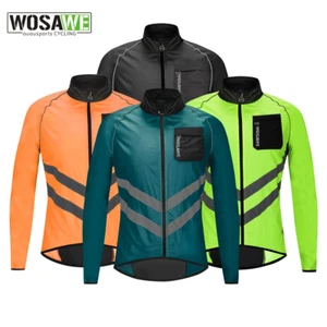 WOSAWE Men Cycling Jacket Reflective Windbreaker Bicycle High Viz Windproof Tops - Picture 1 of 15