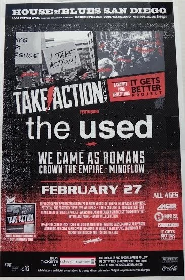 THE USED / WE CAME AS ROMANS "TAKE ACTION 2013 TOUR" SAN DIEGO CONCERT POSTER - Image 1 of 1
