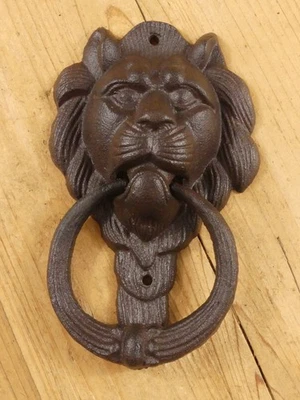 LARGE Cast Iron Antique Style Rustic LION HEAD Door Knocker Victorian Knock - Image 1 of 4