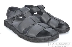 OFFICINE CREATIVE Sandali con cinturino scarpe da uomo in pelle nera tinta unita - EU 42 / US 9 - Foto 1 di 10