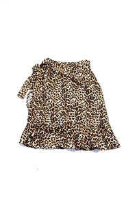 Les Coyotes De Paris Children Girls Leopard Print Satin Wrap Skirt Brown Size 10 - Picture 1 of 4