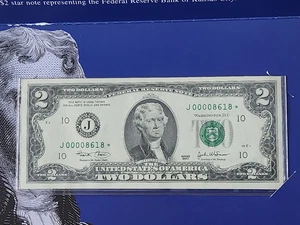 2003 $2 BEP STAR NOTE KANSAS CITY DISTRICT "ONLY" 16k PRINTED J00008618* - Picture 1 of 7