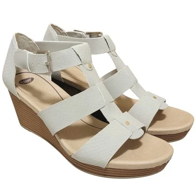 Sandálias femininas Dr Scholl's Barton salto cunha gaiola tamanho EUA 7,5M cinza estampa de cobra - Imagem 1 de 4