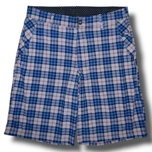 Lululemon kurze Herren 34 Madras kariert Kahuna 11" vorne flach Bermuda Stretch Freizeit - Bild 1 von 3