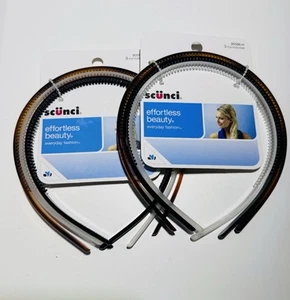 Scunci Headbands, 2 Set Of 3 Packs-Brown Clear Black NEW - Picture 1 of 2