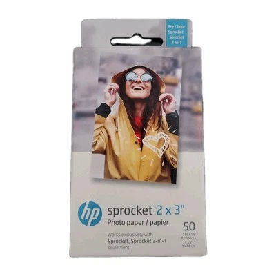 New 50 pack HP Sprocket 2"x3" Sticky Backed Zink Photo Paper Sprocket & 2-in-1 - Image 1 of 4