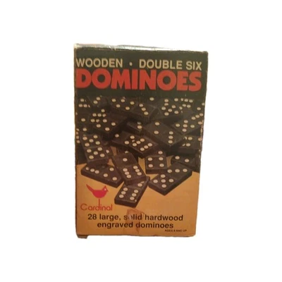 Vtg Cardinal Wooden Double Six Domino 28  Solid Hardwood Engraved Domino's #556! - Image 1 of 4