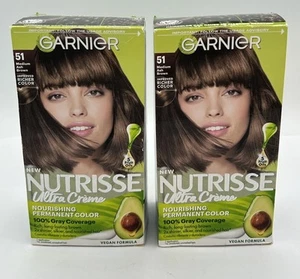 GARNIER NUTRISSE Ultra Creme #51 Medium Ash Brown Permanent Color LOT OF 2 - Picture 1 of 6