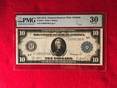 FR-927a 1914 Series Type A $10 Atlanta Federal Reserve Note *PMG 30 Very Fine* - Image 1 of 2
