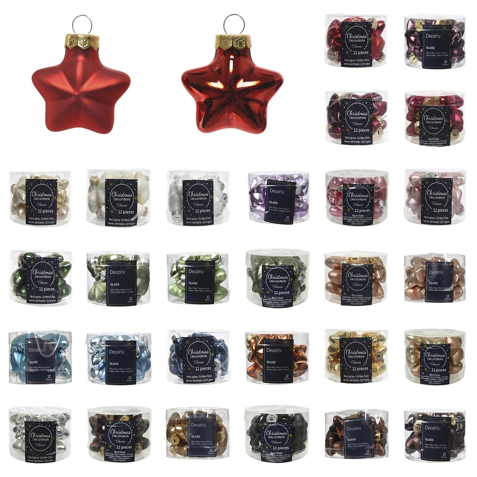 12 Weihnachtskugeln 4cm Glas Christbaumkugeln Christbaumschmuck Sterne klein uni - Bild 1 von 1